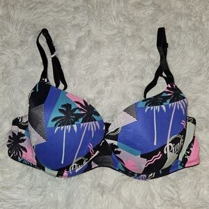 Colorful Palm Tree Print Bra
